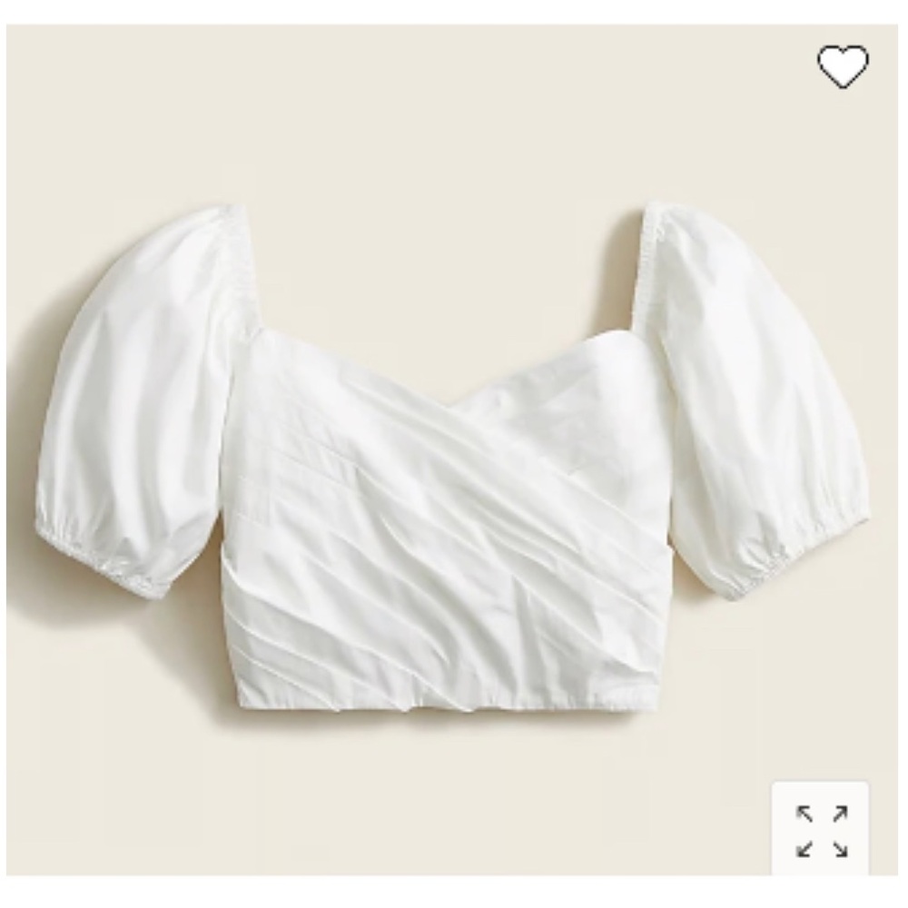 J. Crew Puff Sleeve Organic Cotton Crop Top XS NWT White Cream